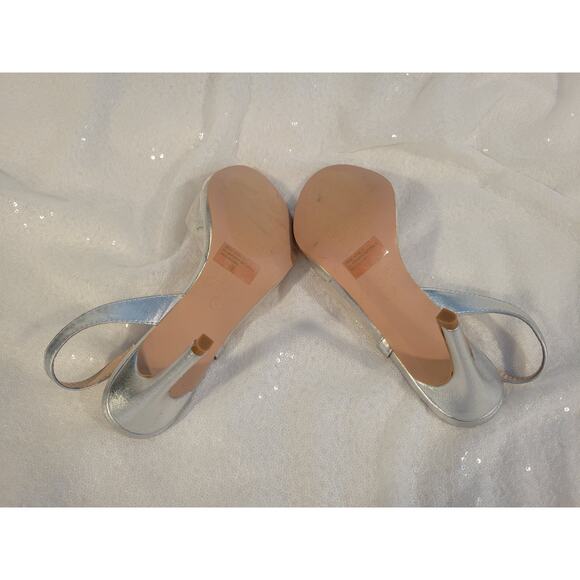 Forever Silver Flower‎ Strappy Size 9 Heels 4in Wedding Prom Fairy  Whimsy Party - Picture 6 of 6